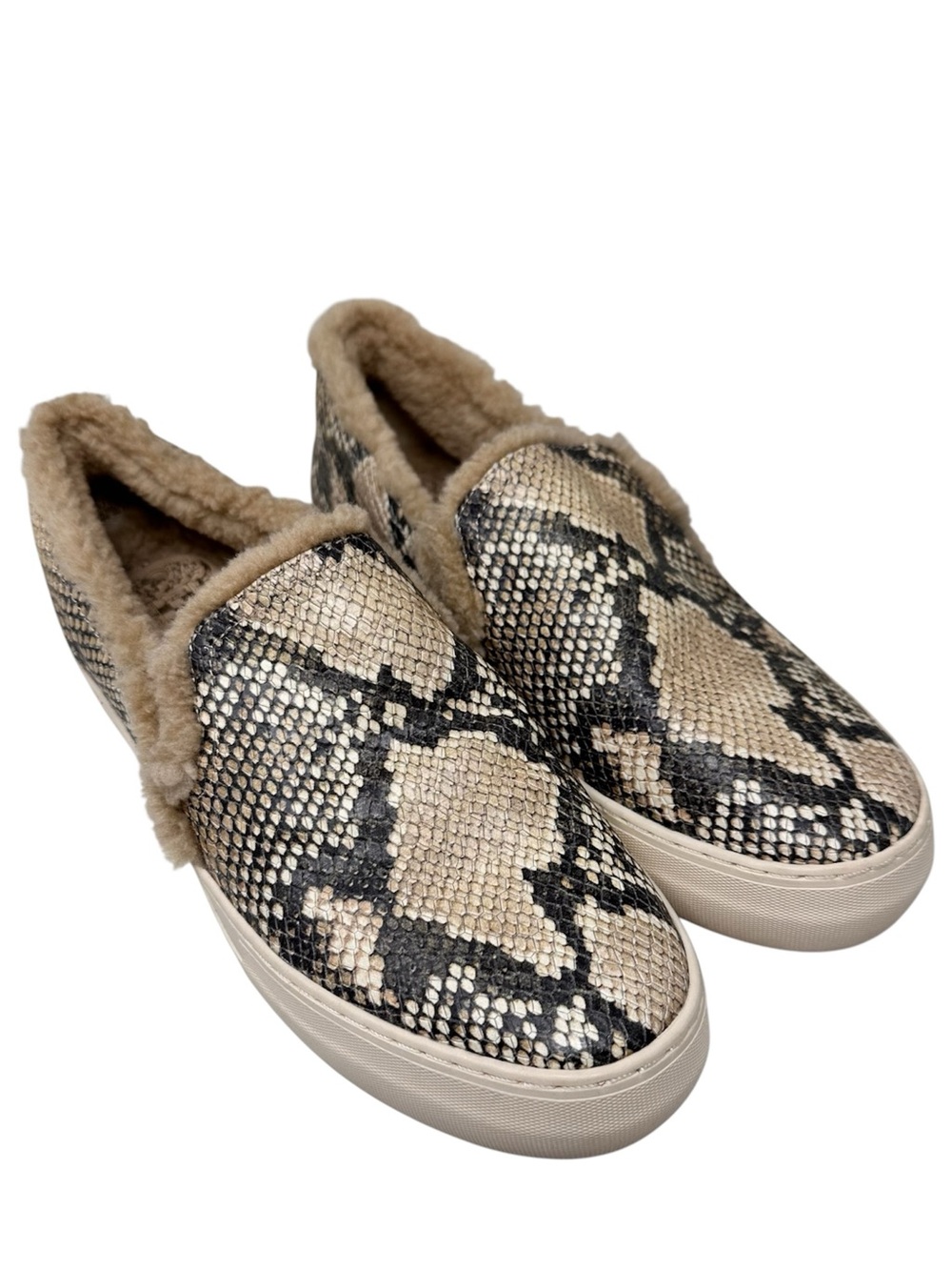 Vince Camuto KATERINDA Shearling Fur Lined SLIP-ON SNEAKER Shoe Snakeskin 8